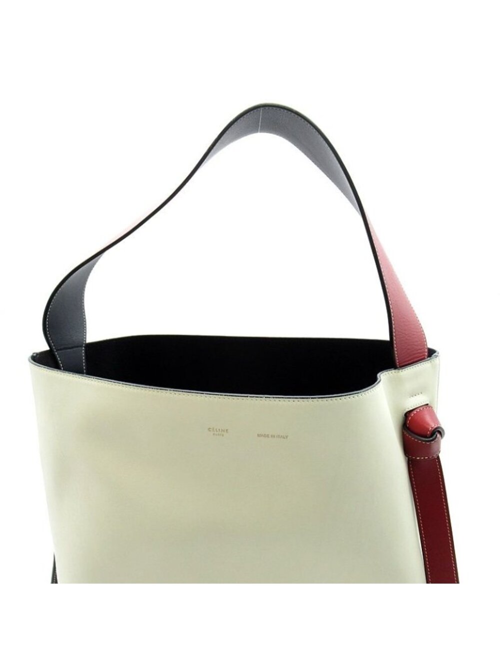 ★SOLD★ Celine Twisted Cabas Shoulder Bag Calfskin White Multicolor - Picture 2 of 7
